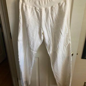White linen wide-leg pants